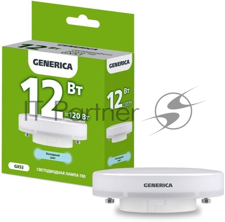 Лампа светодиодная IEK GENERICA T80 таблетка 12Вт 230В 6500К GX53