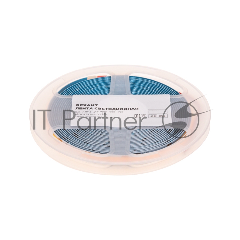 Лента светодиодная Rexant 12В, COB 8Вт/м, 320 LED/м, оранжевый, 8мм, 5м, IP20