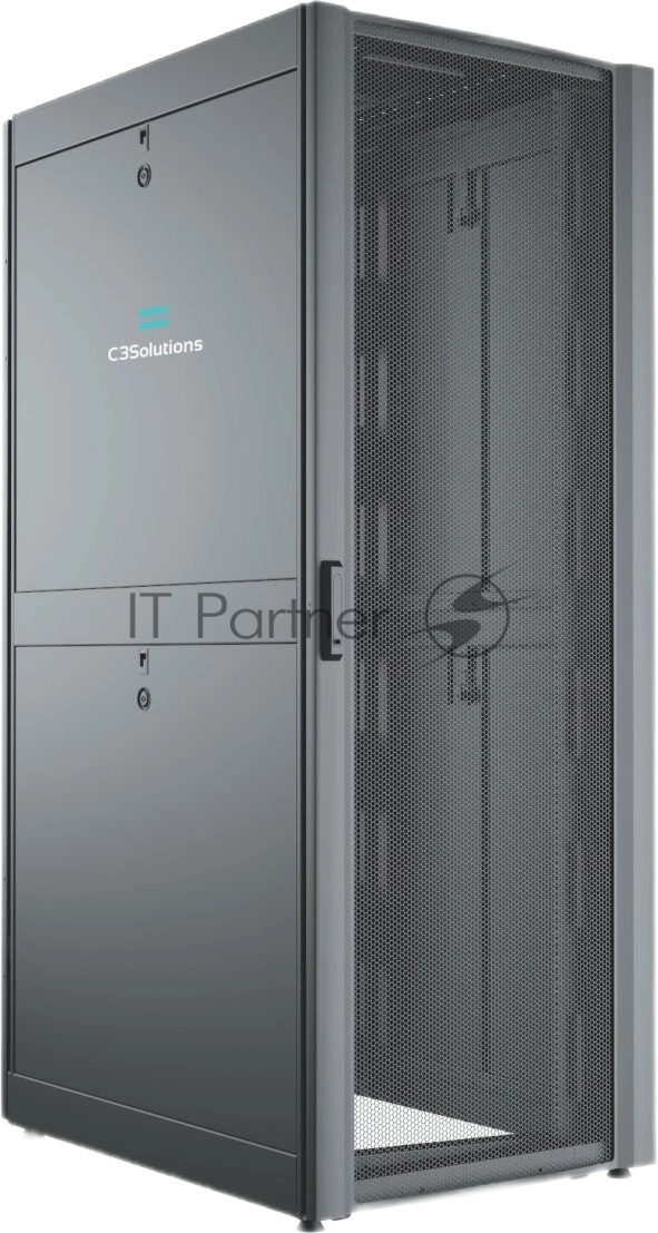 Шкаф серверный C3 Solutions (C3.RF2401) напольный 24U 600x1050 мм пер. дв. перфор. 2 бок. пан. направл. под закл. гайки 1500 кг черный 1182 мм металл