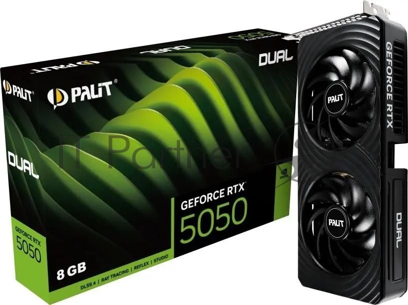 Видеокарта Palit GeForce RTX 5050 DUAL, NVIDIA RTX 5050, 8 ГБ GDDR6, 128 бит, PCI-e 5.0, 1xHDMI, 3xDP, 2572 МГц