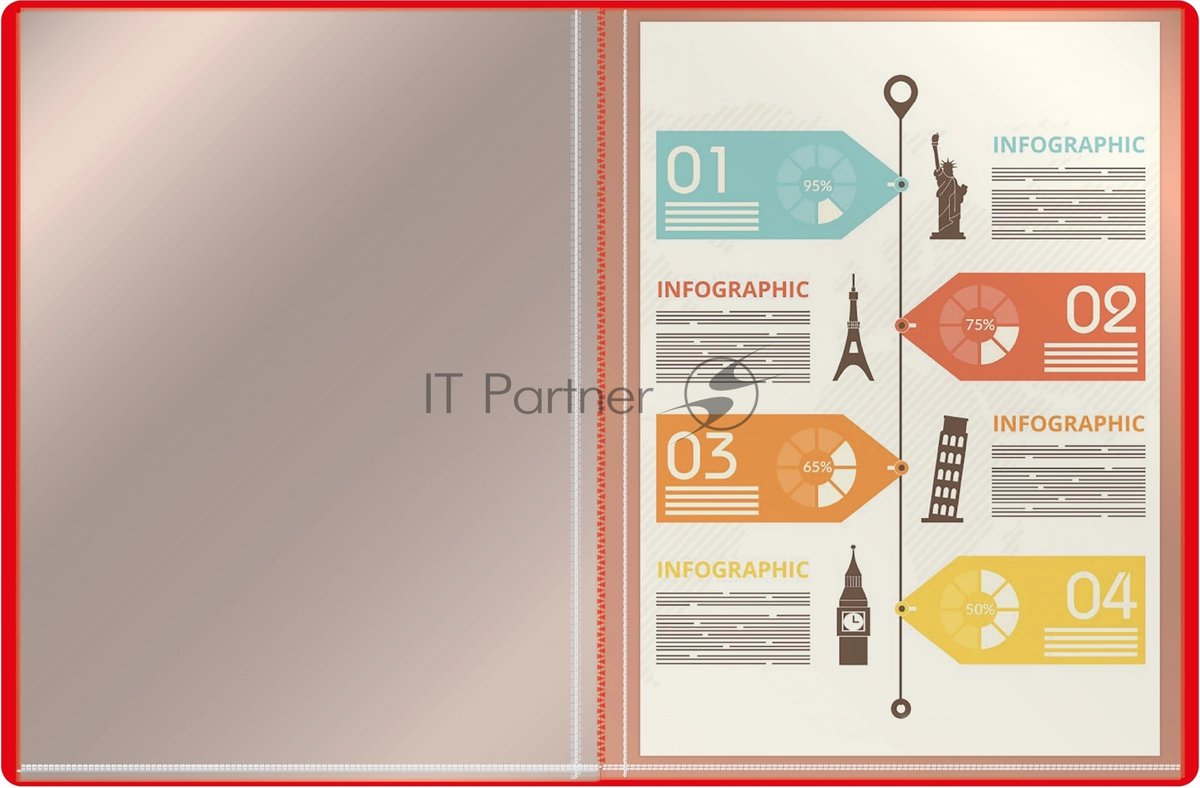 Папка с 20 прозрачными вкладками Silwerhof Eco A4, пластик, 0.5мм, красный