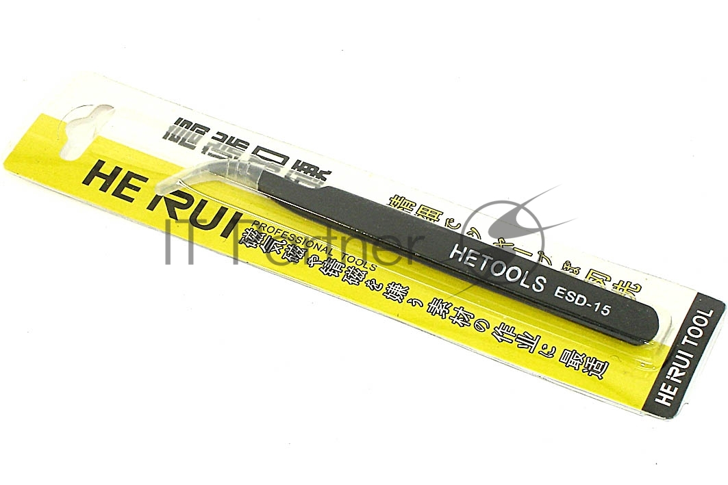 Пинцет HETOOLS ESD-15 изогнутый 120 мм черный