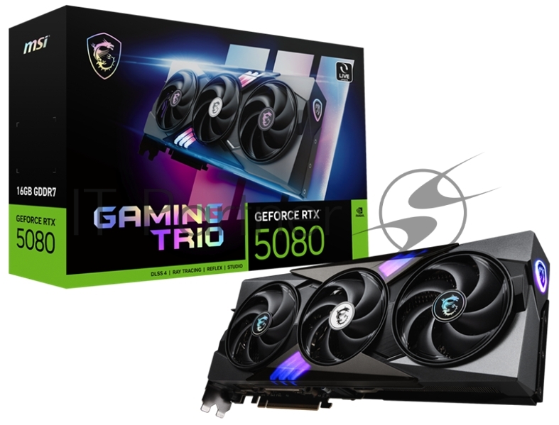 Видеокарта MSI NVIDIA GeForce RTX 5080, 16Gb GDDR7, 256 bit, HDMIx1, DPx3, GPU 2617 MHz