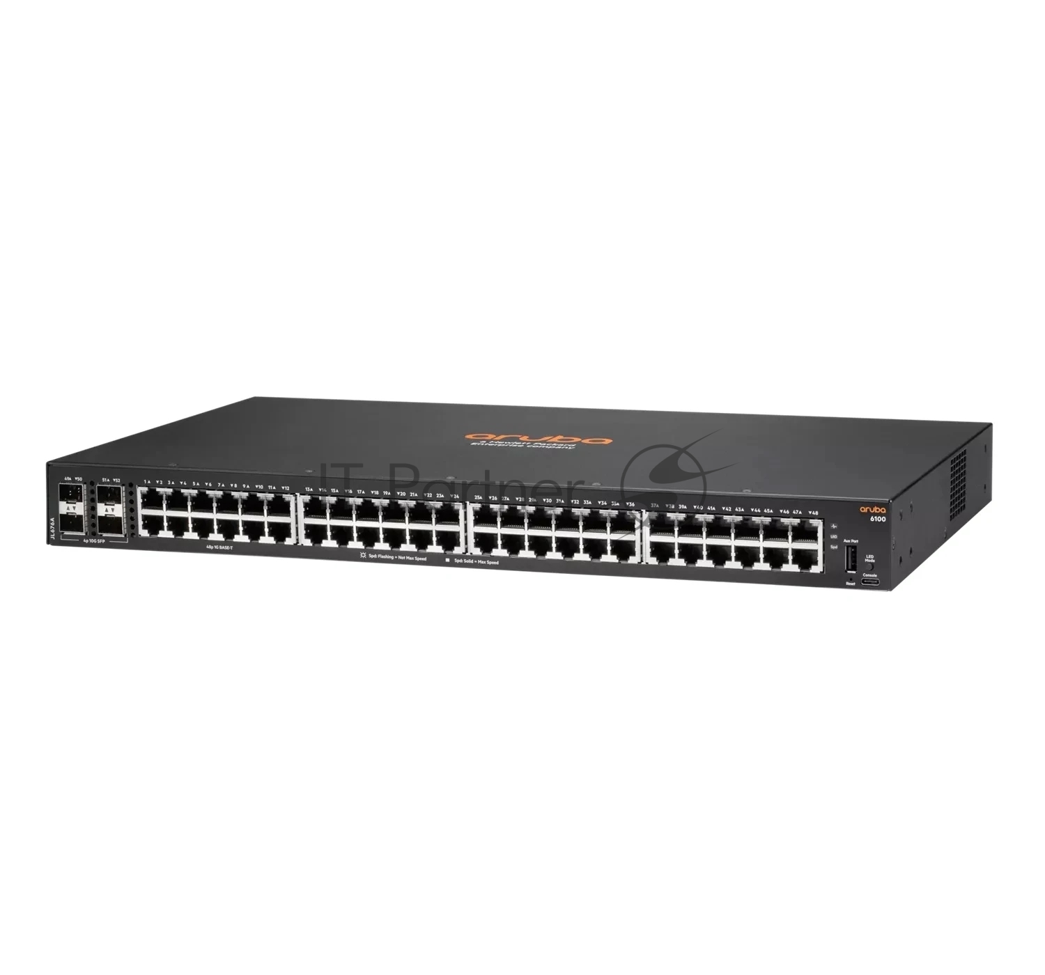 Коммутатор HPE Aruba 6100 48G 4SFP+, 48×1 Гбит/с + 4×10 Гбит/с SFP+, управляемый