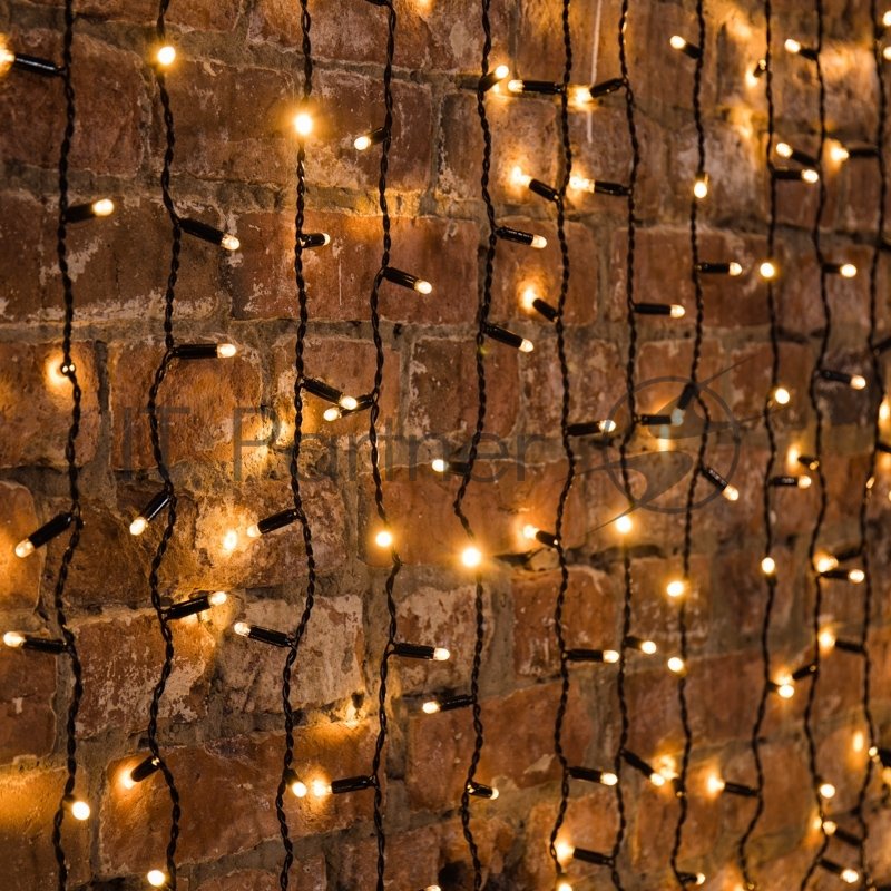Гирлянда светодиодная "Светодиодный Дождь" 2х3м 760LED тепл. бел. 45Вт 230В IP65 постоян. свечение провод черн. Neon-Night 235-146