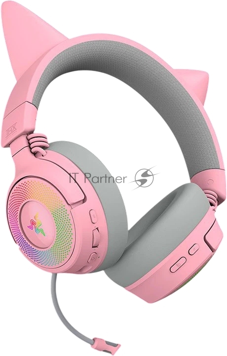 Гарнитура Razer Kraken Kitty V3 Pro Quartz розовый, беспроводная, bluetooth, до 70 ч, подсветка