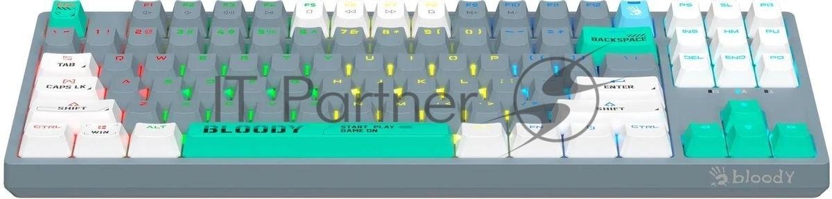 Клавиатура проводная A4Tech Bloody S87 Energy USB серый/зеленый