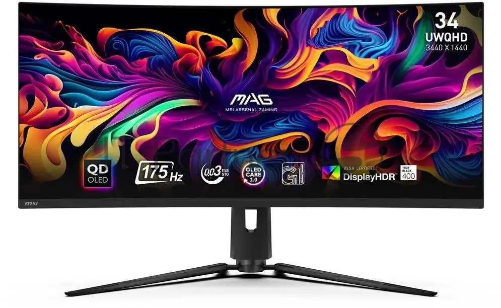 Монитор MSI MAG 341CQP QD-OLED 34.18" Black (QD-OLED, 3440x1440, HDMI+HDMI+DP+Type C, USB Hub, 0.03 ms, 178°/178°, 250 cd/m, 1500000:1, 175Hz, Curved)