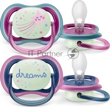 Philips SCF376/14 Пустышка ultra air, ночная, звезда/DREAMS, 6-18 мес.,  2  шт.
