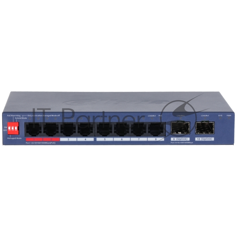 Коммутатор Dahua DH-CS4210-8GT-110 8x100Мбит/с 2xКомбо(1000BASE-T/SFP) управляемый