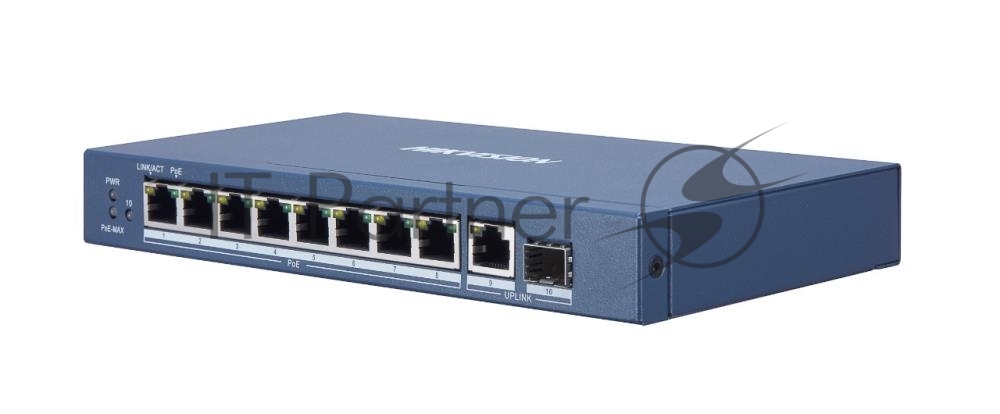 Коммутатор Hikvision DS-3E0510P-E 9G 1SFP 8PoE+ 110W неуправляемый