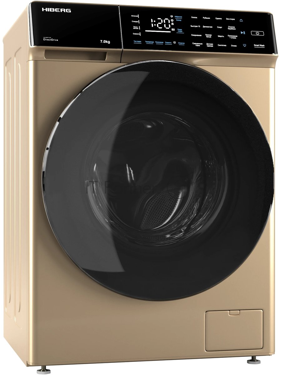 Стиральная машина HIBERG i-DDQ9 - 712 G золотистый, загр. фронтальная макс.: 7 кг 1200 об/мин класс: А+++