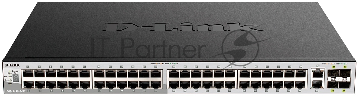 Коммутатор D-Link DGS-3130-54PS/B, 48×1 Гбит/с + 2×10 Гбит/с Base-T + 4×10 Гбит/с SFP+, управляемый