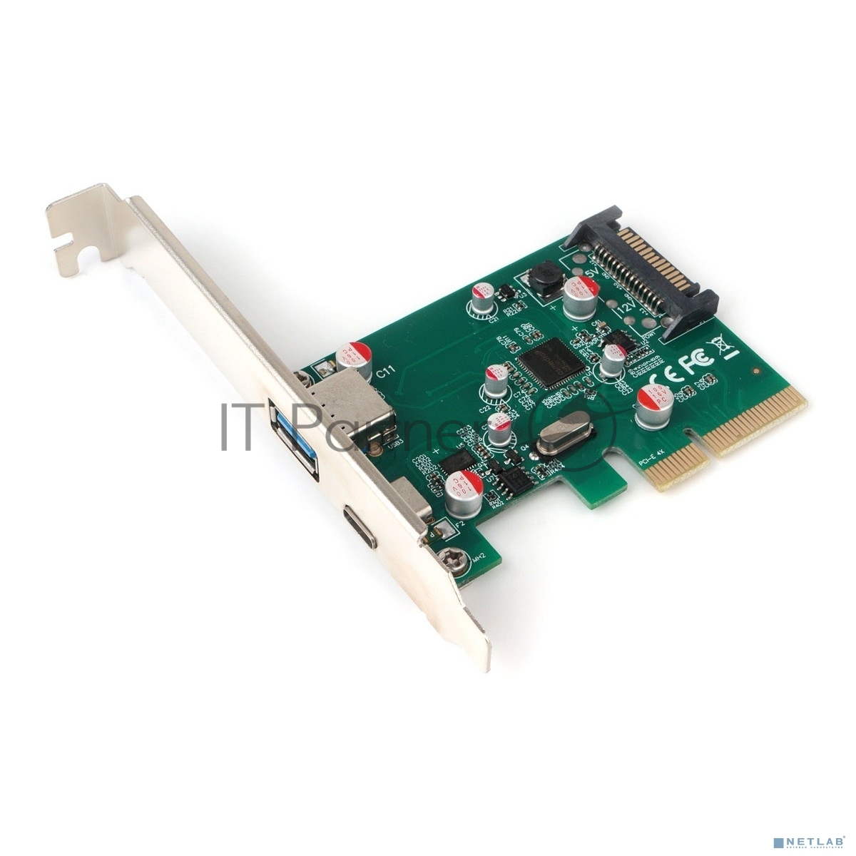 Контроллер USB Gembird SPCR-02 PCI-express, порты: 2 внешн. USB 3.1 Type-C и Type-A