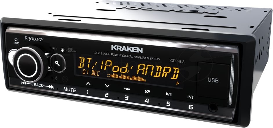 Автомагнитола Prology CDP-8.3 KRAKEN, 1 DIN, Bluetooth, USB Type-A, AUX, пульт ДУ