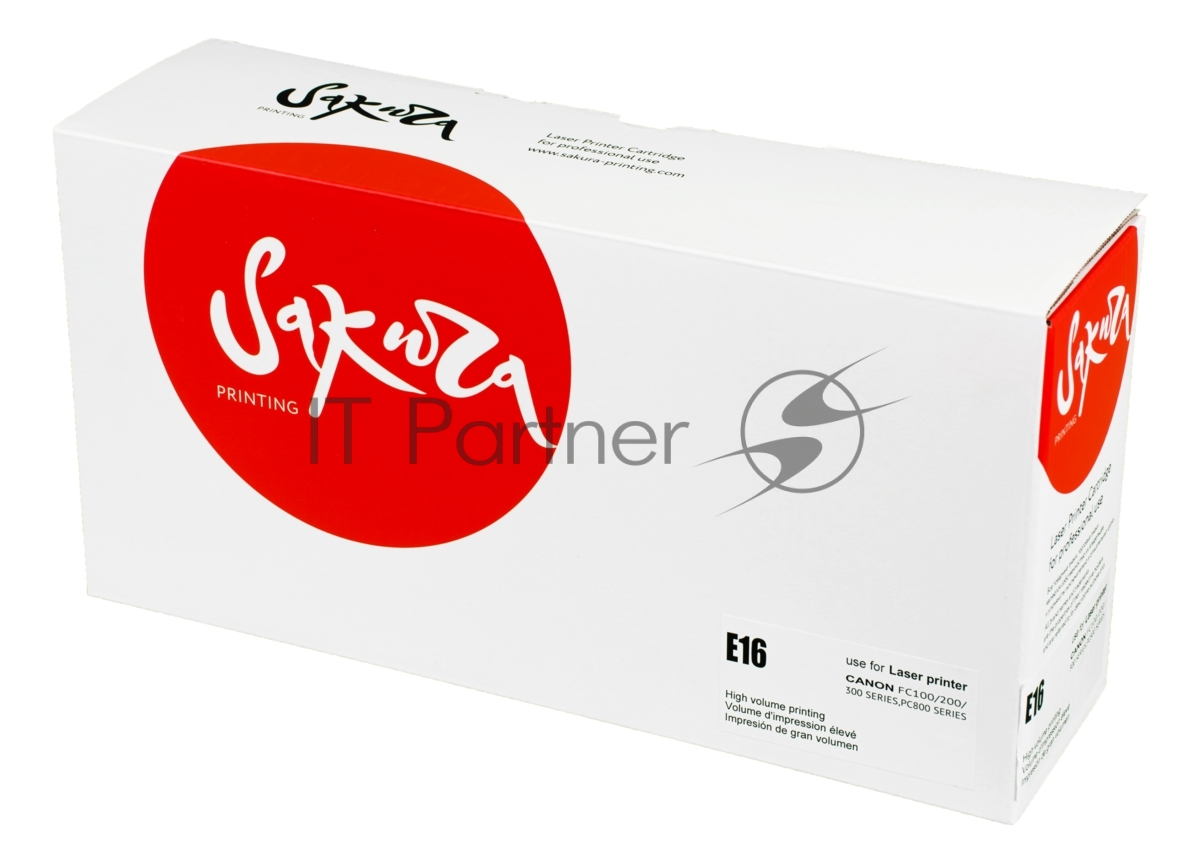 Картридж Sakura E16 для Canon FC108/128/200/208/220/228/336/PC860/880/890, черный, 2000 к.