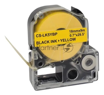 Картридж ленточный Cactus CS-LK5YBP черный, 18мм, 9м для Epson LW400/LW700/LW600P/LW1000P/K400/Z700/Z900