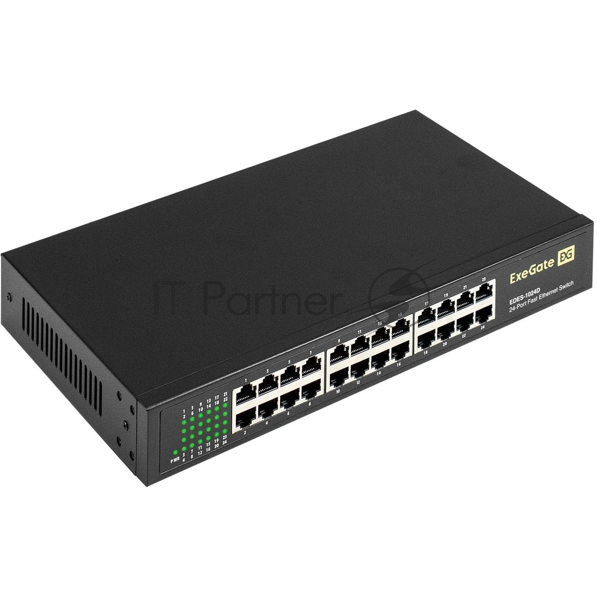 Exegate EX298692RUS Коммутатор неуправляемый ExeGate EDES-1024D (24-портовый UTP 10/100Mbps, металлический корпус, с возможностью установки в стойку)