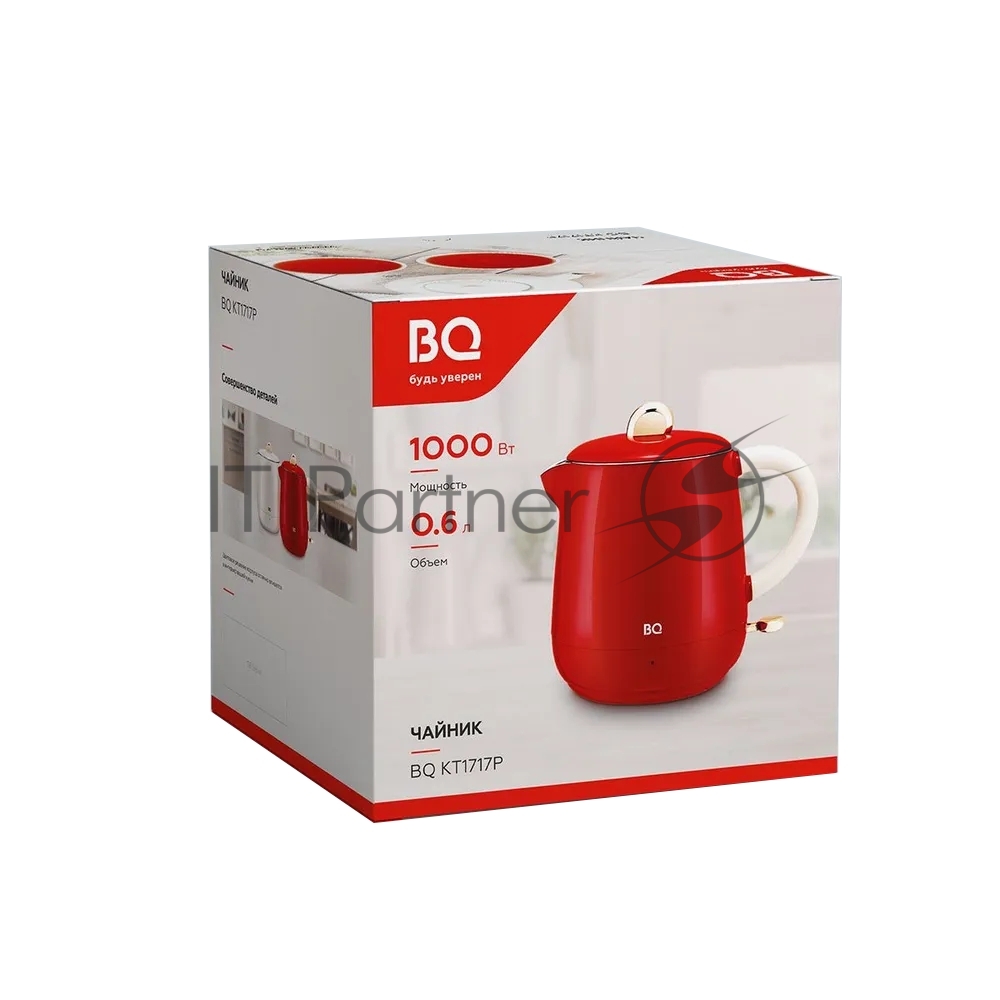 Чайник электрический BQ KT1717P Red. Мощность:1000 Вт, Объем 0,6л