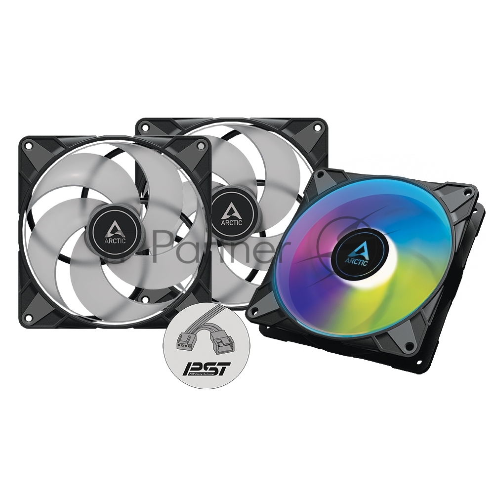 Комплект вентиляторов для корпуса Arctic P14 PWM PST A-RGB (3 шт.) черный, 140 мм, 1900 об/мин, 22.5 дБ, 4 pin