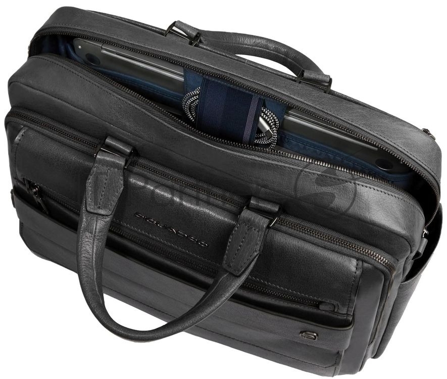 Деловая сумка мужская Piquadro Solm CA7025S141/N с отделением для ноутбука 14" черная натур.кожа