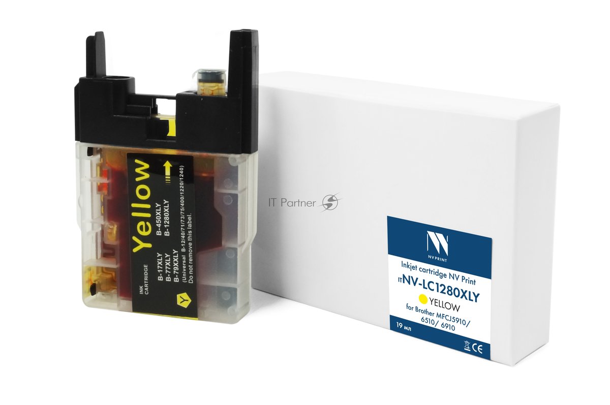 Картридж струйный NVPrint LC-1280XLY (NV-LC1280XLY) Yellow для Brother MFCJ5910/6510/6910 (19 мл) совместимый