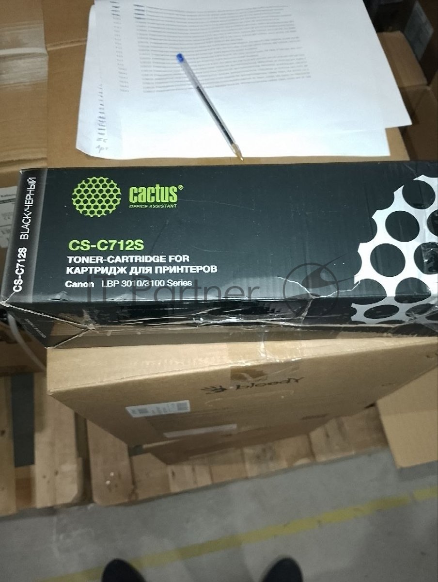 (Поврежденная упаковка) Картридж лазерный CACTUS CS-C712S черный ((1500стр.) для Canon LBP-3010/3020) (CS-C712S)