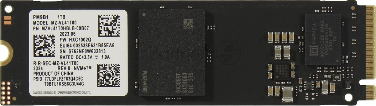 Диск SSD Samsung - PM9B1, для ноутбука, M.2 2280, 1 ТБ, PCIe 4.0 NVMe x4, speed write-3000МБ/с read-3600МБ/с, MZVL41T0HBLB-00B07
