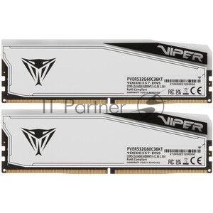 Оперативная память Patriot Viper Elite 5 Ultra RGB, DDR5, 32GB (2x16GB), 6000 MHz, CL28, с радиатором, RGB, чёрный