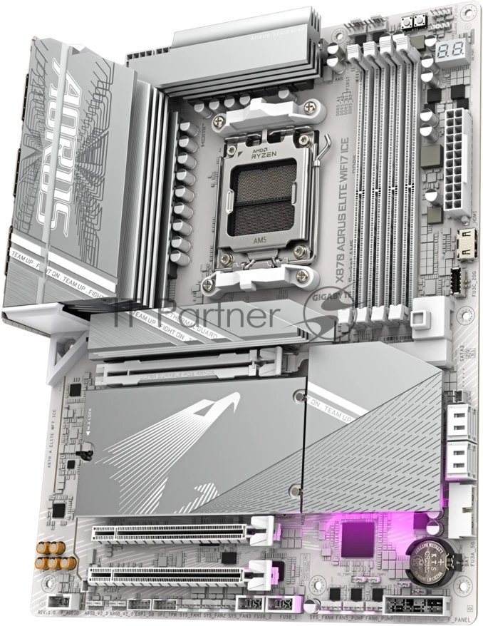 Материнская плата Gigabyte X870 A ELITE X ICE Socket AM5 AMD X870 4xDDR5 ATX AC`97 8ch(7.1) 2.5Gg RAID+HDMI