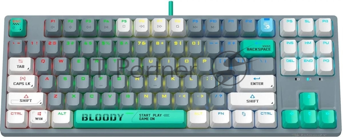Клавиатура проводная A4Tech Bloody S87 Energy USB серый/зеленый