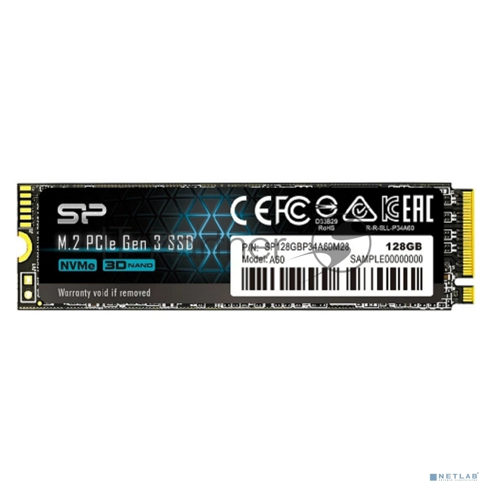 Накопитель SSD Silicon Power P34A60, 128Gb, PCIe 3.0 x4, M.2 2280, NVMe, R/W 2200/1600