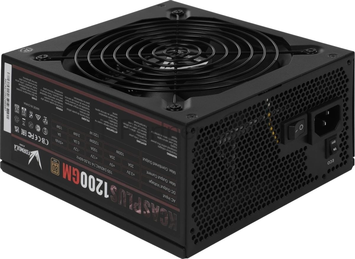Блок питания Aerocool/Formula KCAS PLUS 1200GM V2, 1200Вт, 80 PLUS Gold, модульный, 140мм, черный