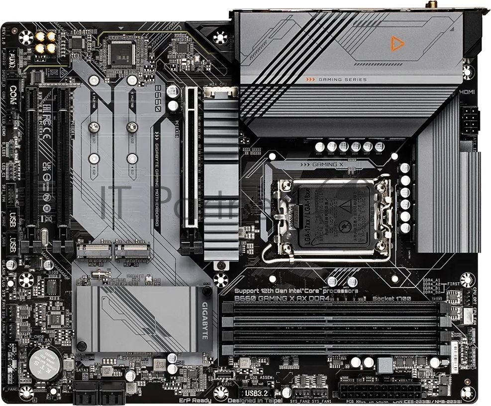 Материнская плата Gigabyte B660 GAMING X AX DDR4, Socket 1700, Intel®B660, 4xDDR4-3200, HDMI+DP, 3xPCI-Ex16, 4xSATA3(RAID 0/1/5/10), 3xM.2, 8Ch Audio, 2,5GbLan, WiFi, (4+4)xUSB2.0, (4+2)xUSB3.2, (0+1)xUSB3.2 Type-C™, ATX, RTL {}