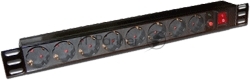 Блок розеток 19" 8 шт., 10A 250V, без шнура питания