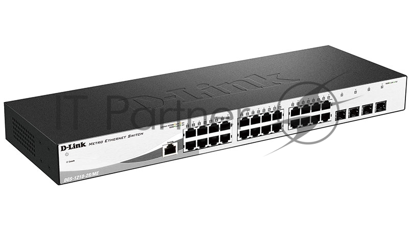 Коммутатор управляемый D-Link DGS-1210-28/ME/A2A2 уровня с 24 портами 10/100/1000Base-T и 4 портами 1000Base-X SFP