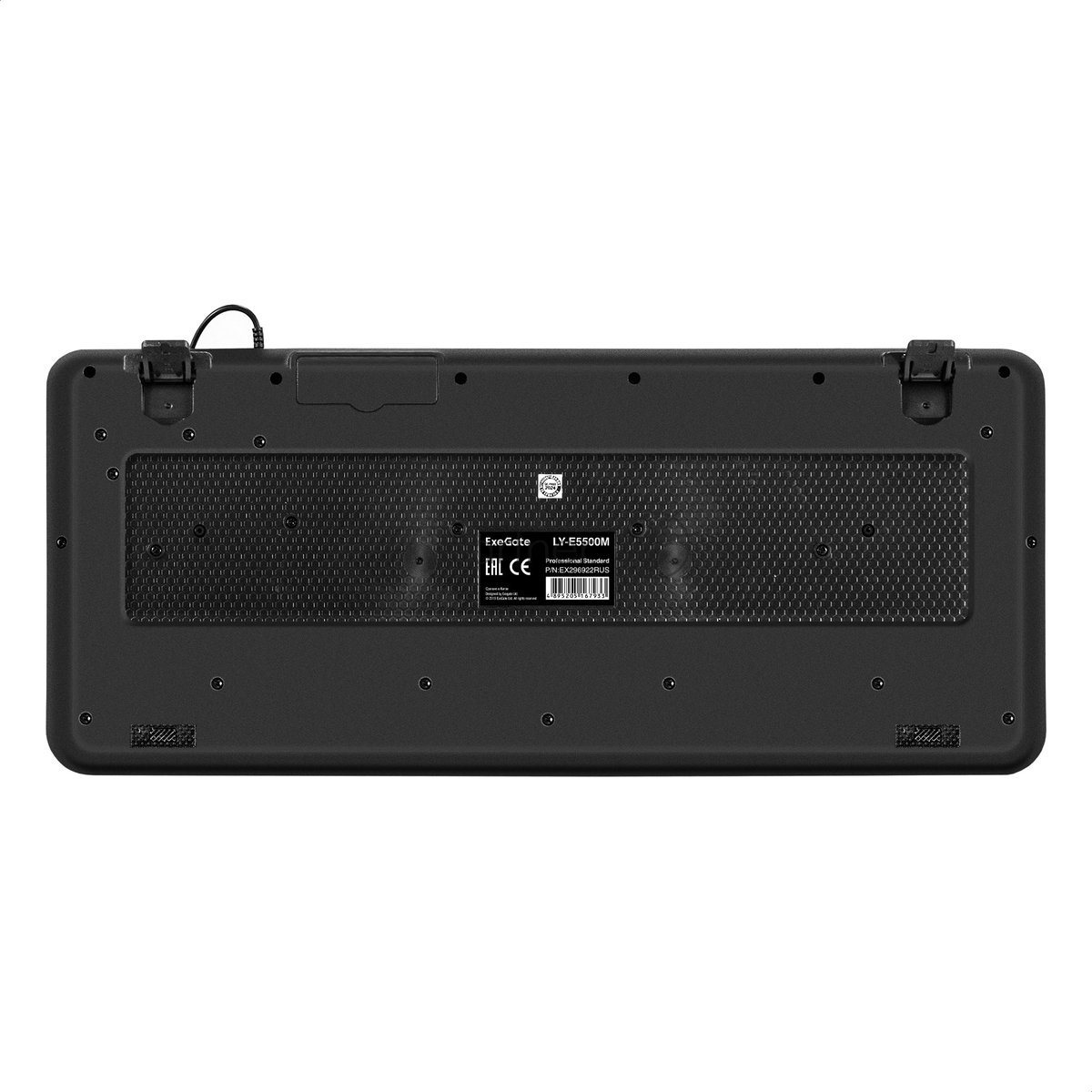 Exegate EX296922RUS Клавиатура ExeGate Professional Standard LY-E5500M (USB, полноразмерная, влагозащищенная, 104кл., Enter большой, подставка под запястья, длина кабеля 1,35м, черная, Color Box)