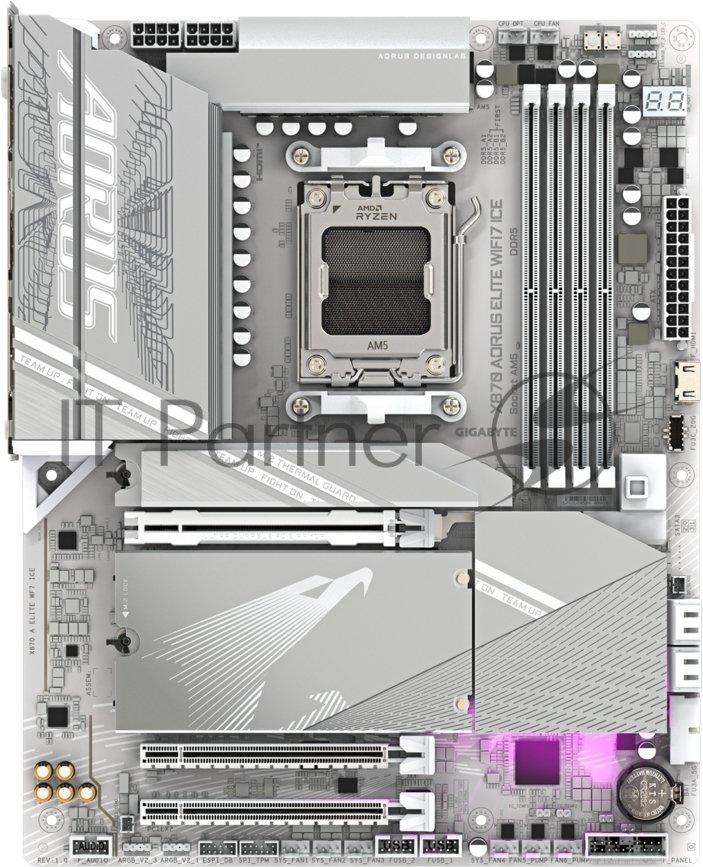Материнская плата Gigabyte X870 A ELITE X ICE Socket AM5 AMD X870 4xDDR5 ATX AC`97 8ch(7.1) 2.5Gg RAID+HDMI