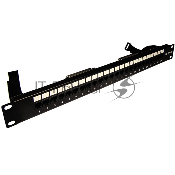 Патч-панель Патч-панель TELCO, 19", 1U, 24 порта RJ-45, контакты 12, 36