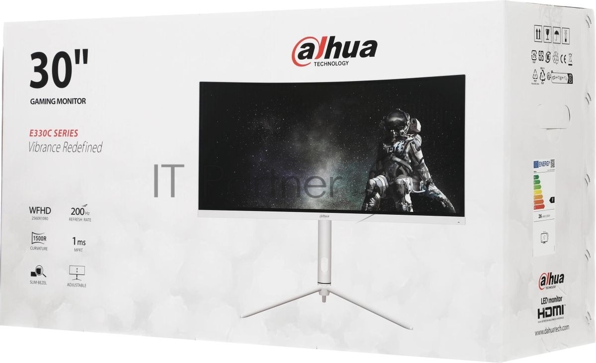 Монитор 30" Dahua DHI-LM30-E330CW VA 2560x1080, 200 Гц, 1 мс, 21:9, 250 кд/м², 2xHDMI, 2xDP, изогнутый экран, RGB-подсветка, белый