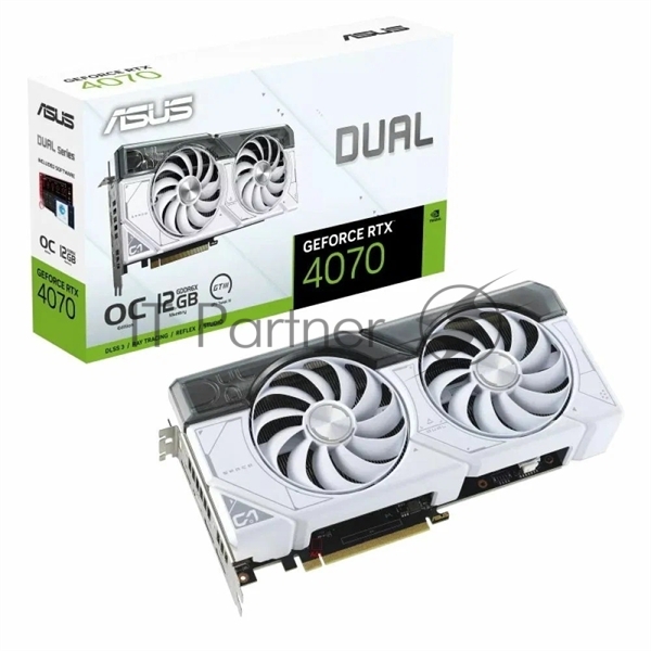 Видеокарта Asus DUAL-RTX4070-O12G-WHITE NVIDIA GeForce RTX 4070 12288Mb PCI-E 4.0 192 GDDR6X 2520/21000 HDMIx1 DPx3 HDCP Ret