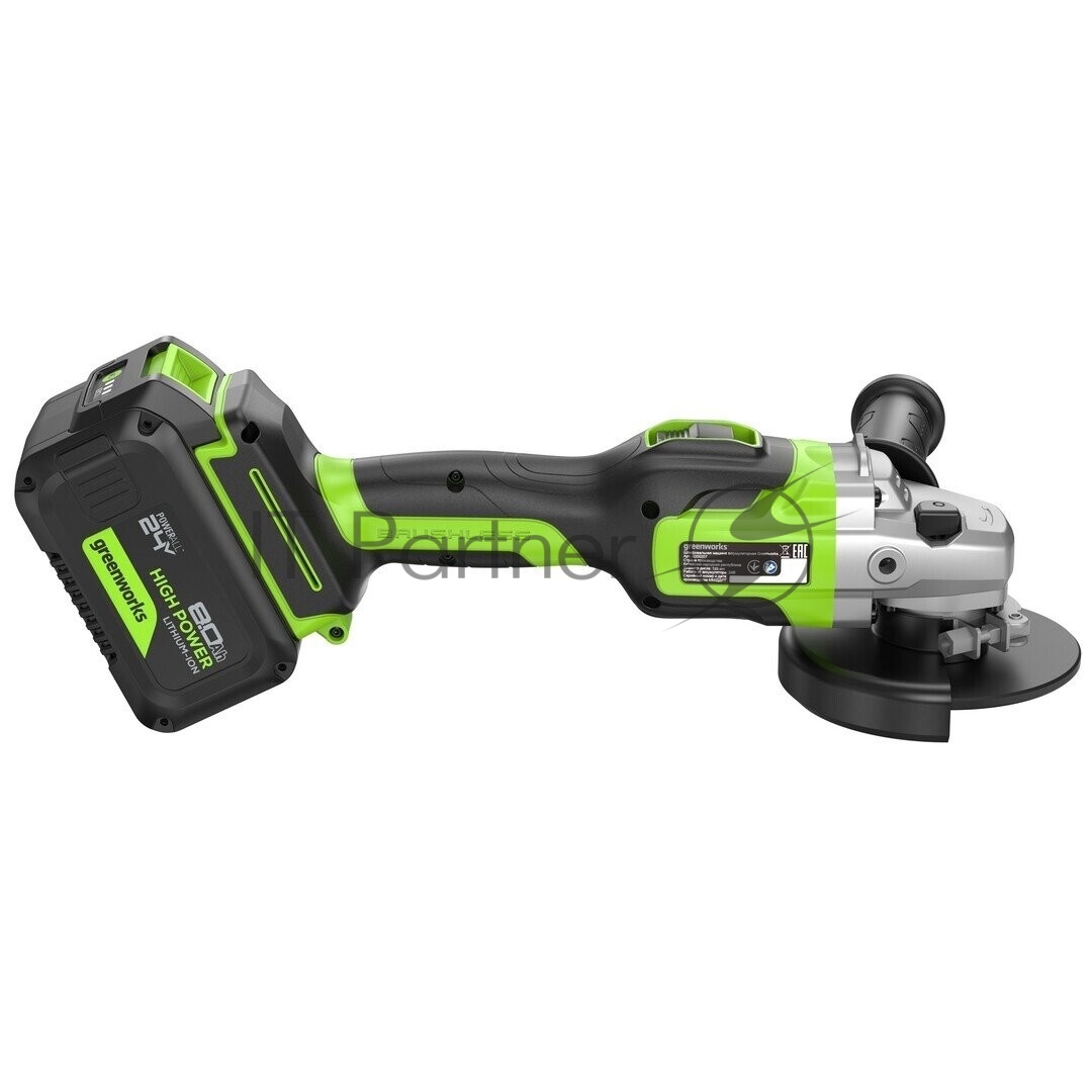 Углошлифовальная машина Greenworks GD24AG 758Вт 10500об/мин рез.шпин.:M14 d=125мм (3200207CUH)