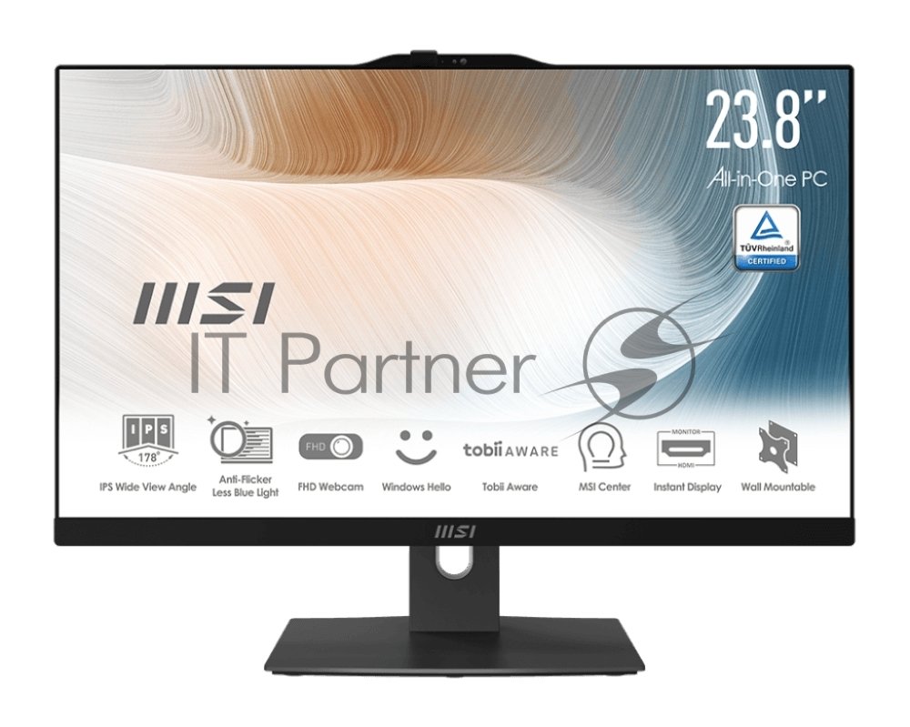 Моноблок Modern AM242P 12M-090RU (MS-AE07) 23.8'' FHD(1920x1080)/Intel Core i5-1240P/16GB/512GB SSD/Integrated/WiFi/BT/2.0MP/KB+MOUSE(WLS)/W11Pro/1Y/BLACK