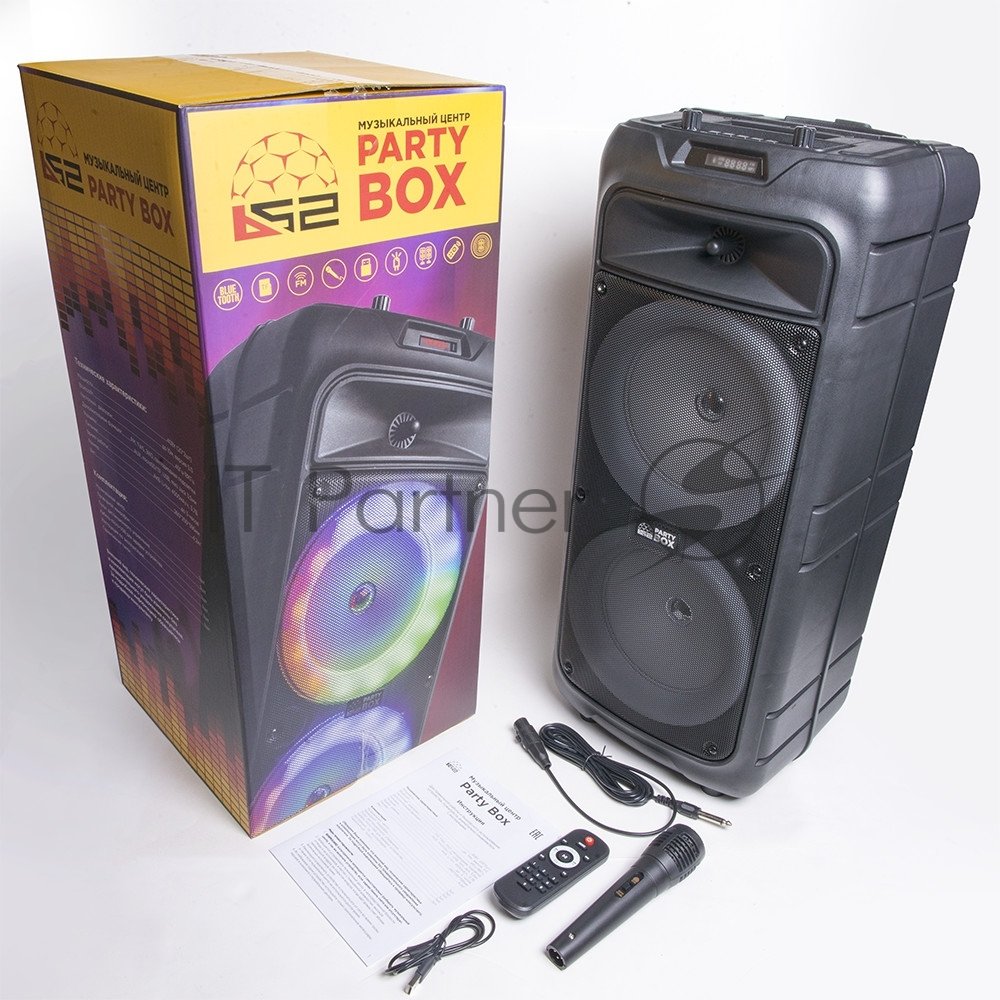 Мидисистема B52 Party Box, 40Вт (20Вт*2), АКБ 4500мА/ч,BT (до10м), USB, FM, провод. микроф.