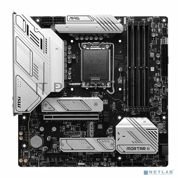 Материнская плата MSI MAG B760M MORTAR II, LGA 1700, Intel B760, 4xDDR5, 4xSATA, 3xM.2, 1xPCIe 5.0 x16, 1xPCIe 4.0 x4, 1xHDMI, 1xDP, 1xUSB Type-C, 1x2.5Gb LAN, 3xUSB-A 2.0, 3xUSB-A 3.2 Gen 2, 5x3.5 мм, 7.1, mATX