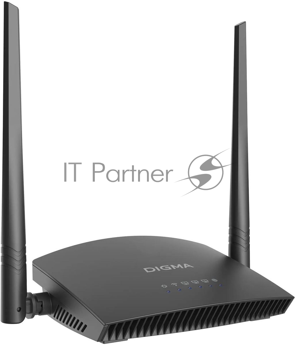 Роутер беспроводной Digma DWR-N301 N300 10/100BASE-TX черный (упак.:1шт)