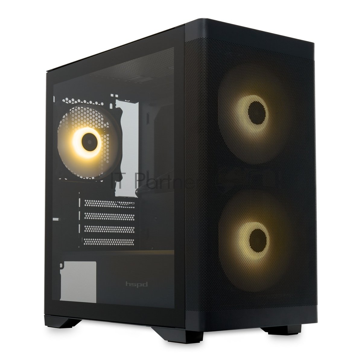 Компьютерный корпус без блока питания HSPD M320, Mesh Mini-tower, черный, slide TG, 0.45 SPCC, 2x140мм ARGb+1x120мм ARGb mATX, mITX 160/340/184мм 2x2.5", 2x3.5", 4xPCI 2xUSB-A 3.0, 1xUSB-A 1.0 390x200x385мм