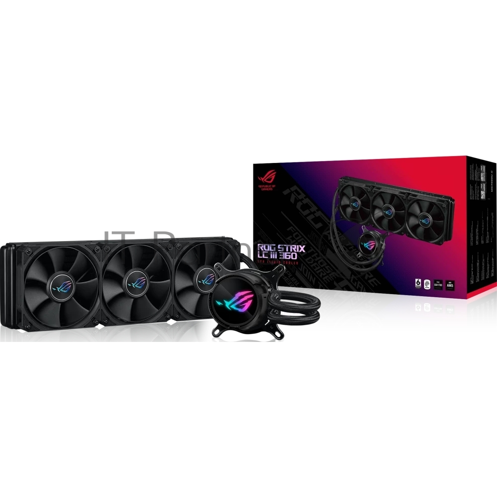 Система жидкостного охлаждения ASUS ROG STRIX LC III 360 черный, 120 мм, алюминий, 2200 об/мин, 36 дБ, 4 pin