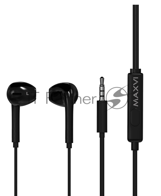 Проводные наушники Maxvi MHF-15 Easy черный, вкладыши, проводной (Jack 3.5 мм), встроенный микрофон