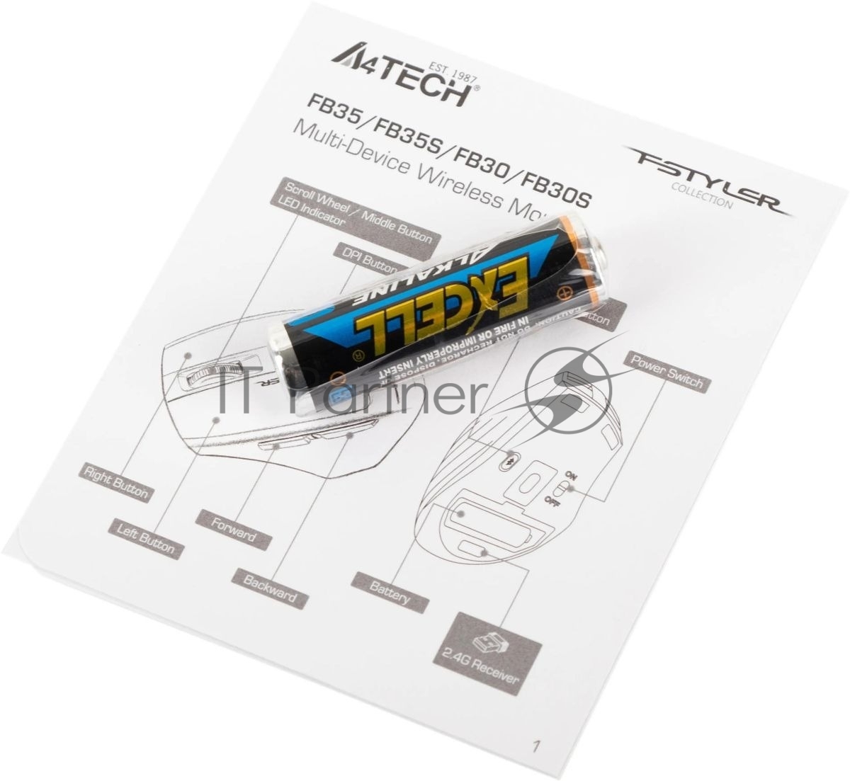 Мышь беспроводная A4Tech Fstyler FB35 зеленый/черный, 2000 dpi, радиоканал, Bluetooth, USB, кнопки - 6